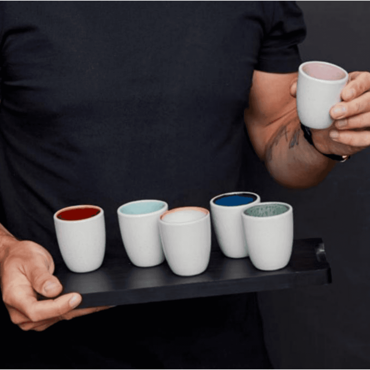 Set 6 Bicchierini Espresso in ceramica Light interno colorato