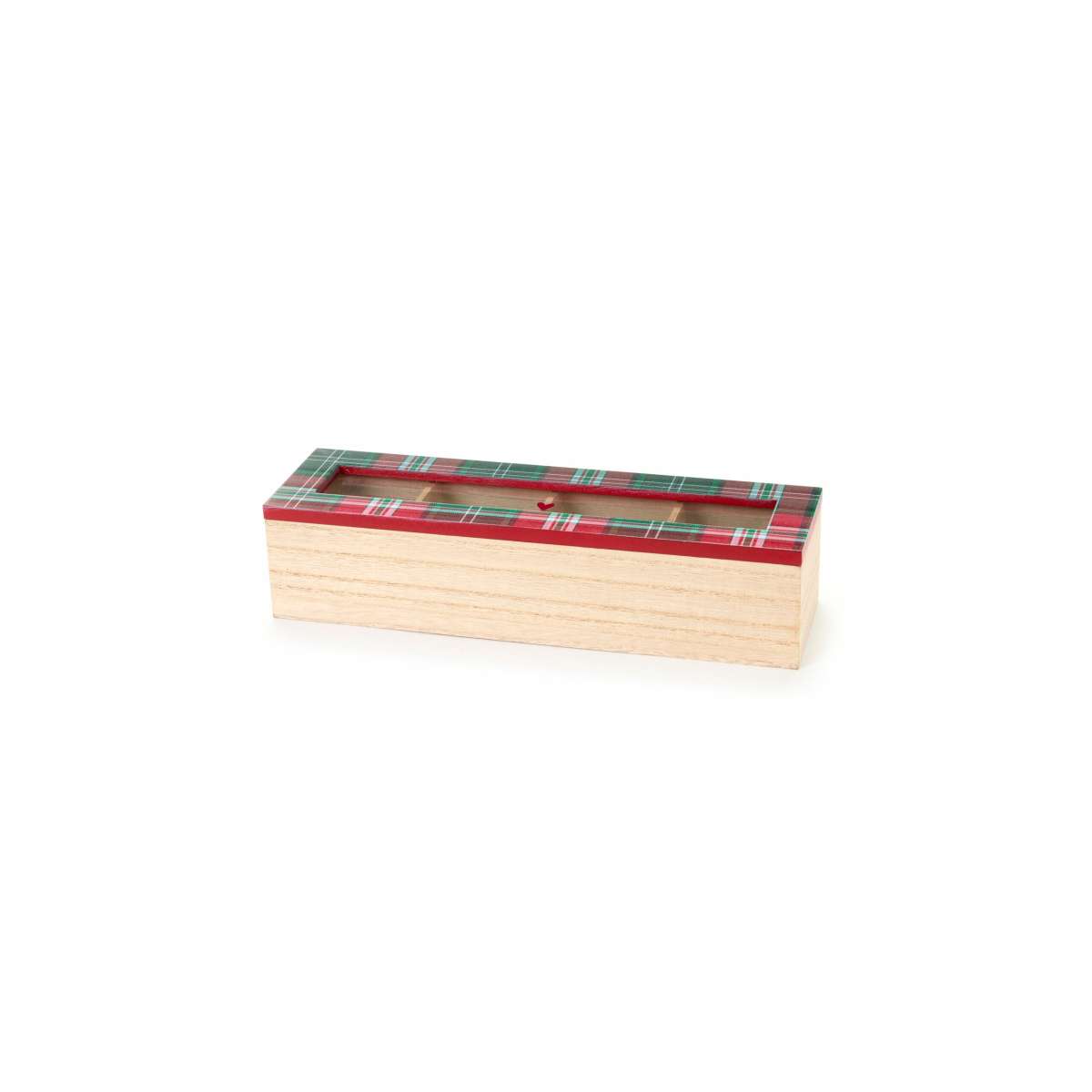 Scatola 4 scomparti in legno con decoro scozzese 28x8 cm - Arredo