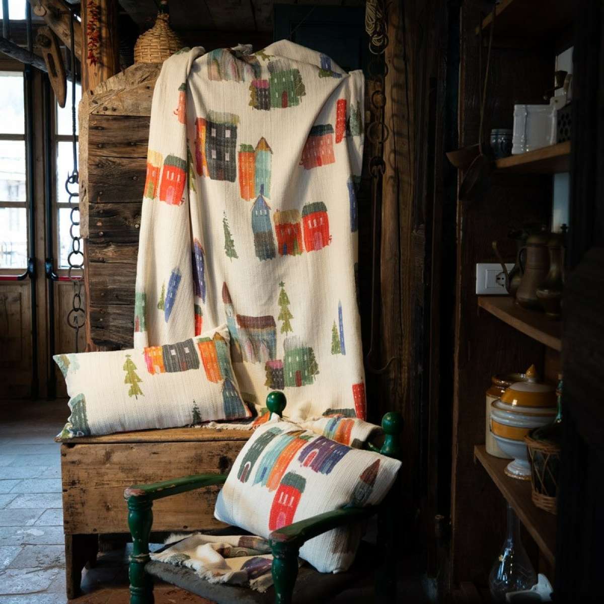 Immagine del prodotto Plaid T&Linus Happy Cottage in 100% Cotone con Frange 135x170 cm | Tessitura Toscana Telerie
