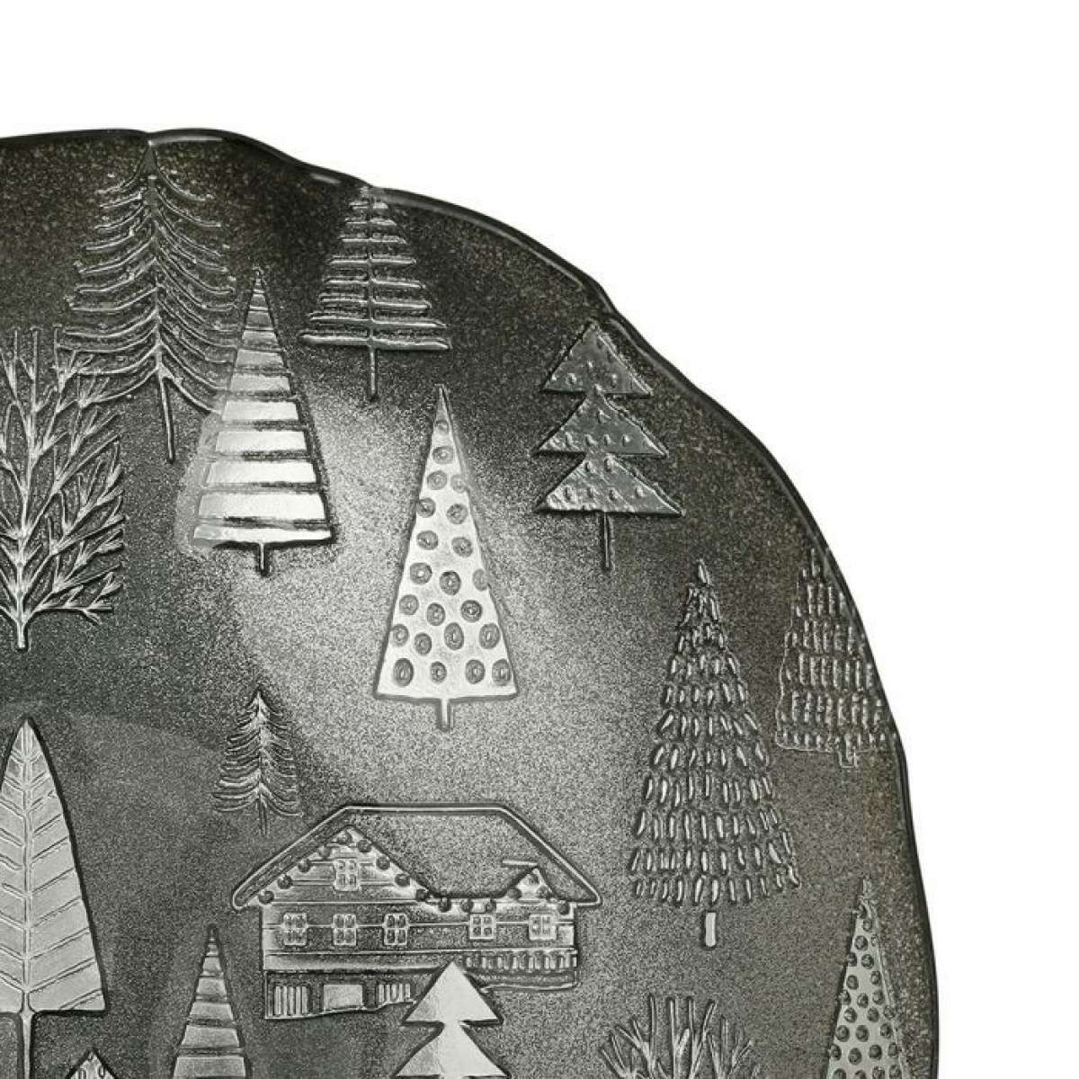 Immagine del prodotto Piatto Decorativo con Pini in Vetro Grigio Metallizzato | Côté Table