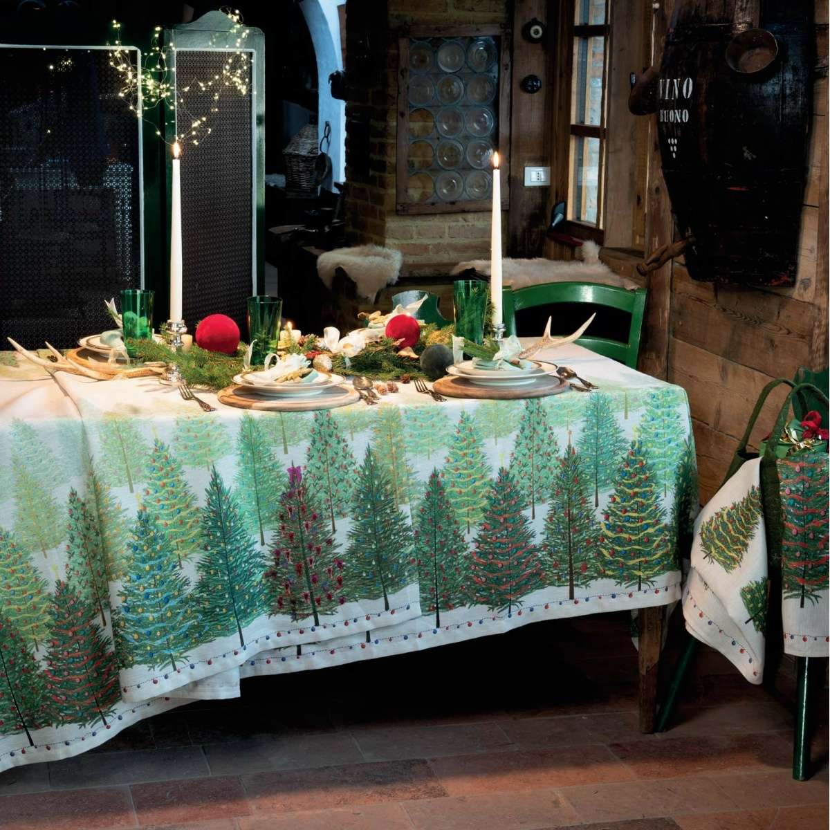 Immagine del prodotto Tovaglia Quadrata Fairy Trees 170×170 cm in 100% Lino | Tessitura Toscana Telerie