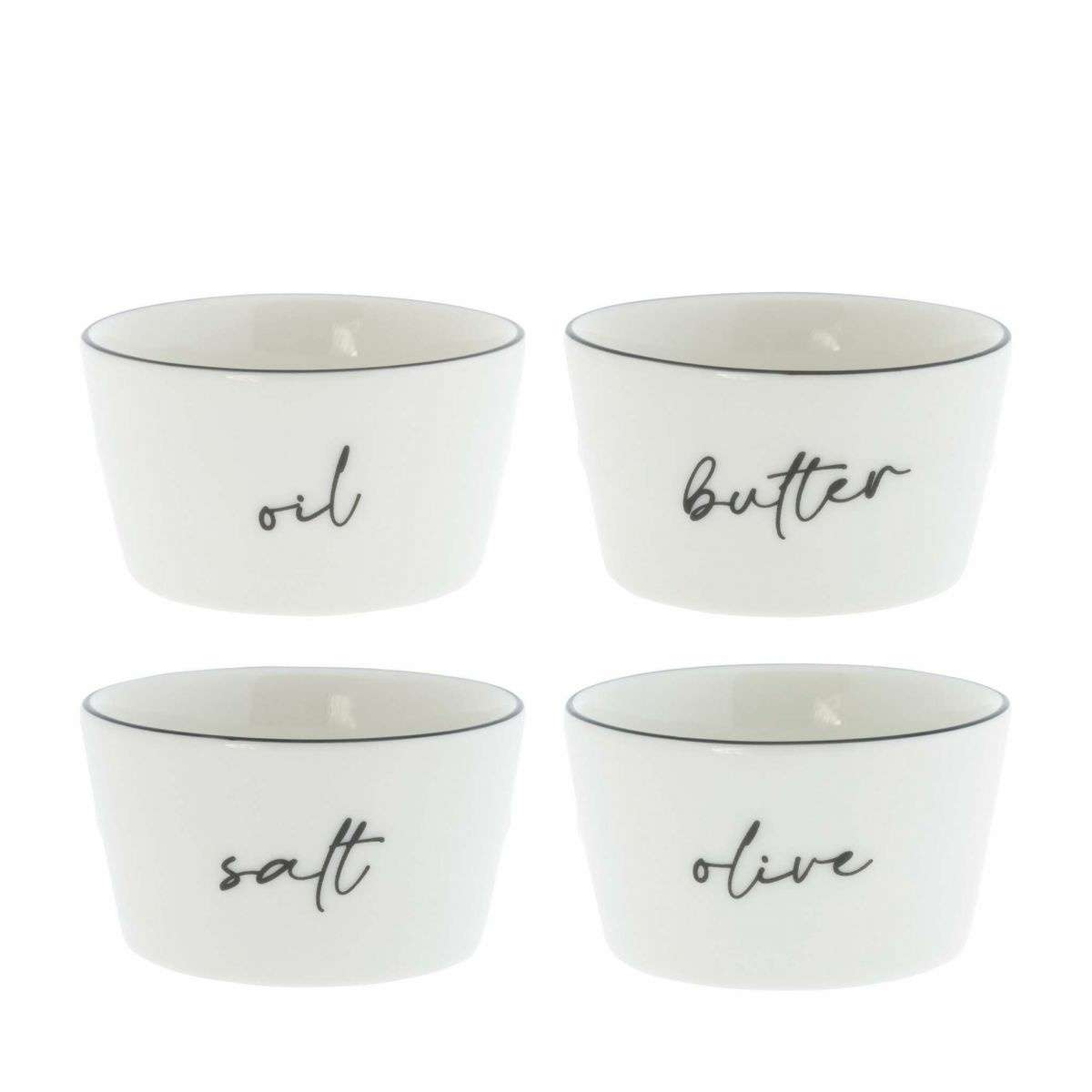 Immagine del prodotto Set 4 Ciotoline in Ceramica Bianca Salt/ Butter/ Oil/ Olive | Bastion Collections