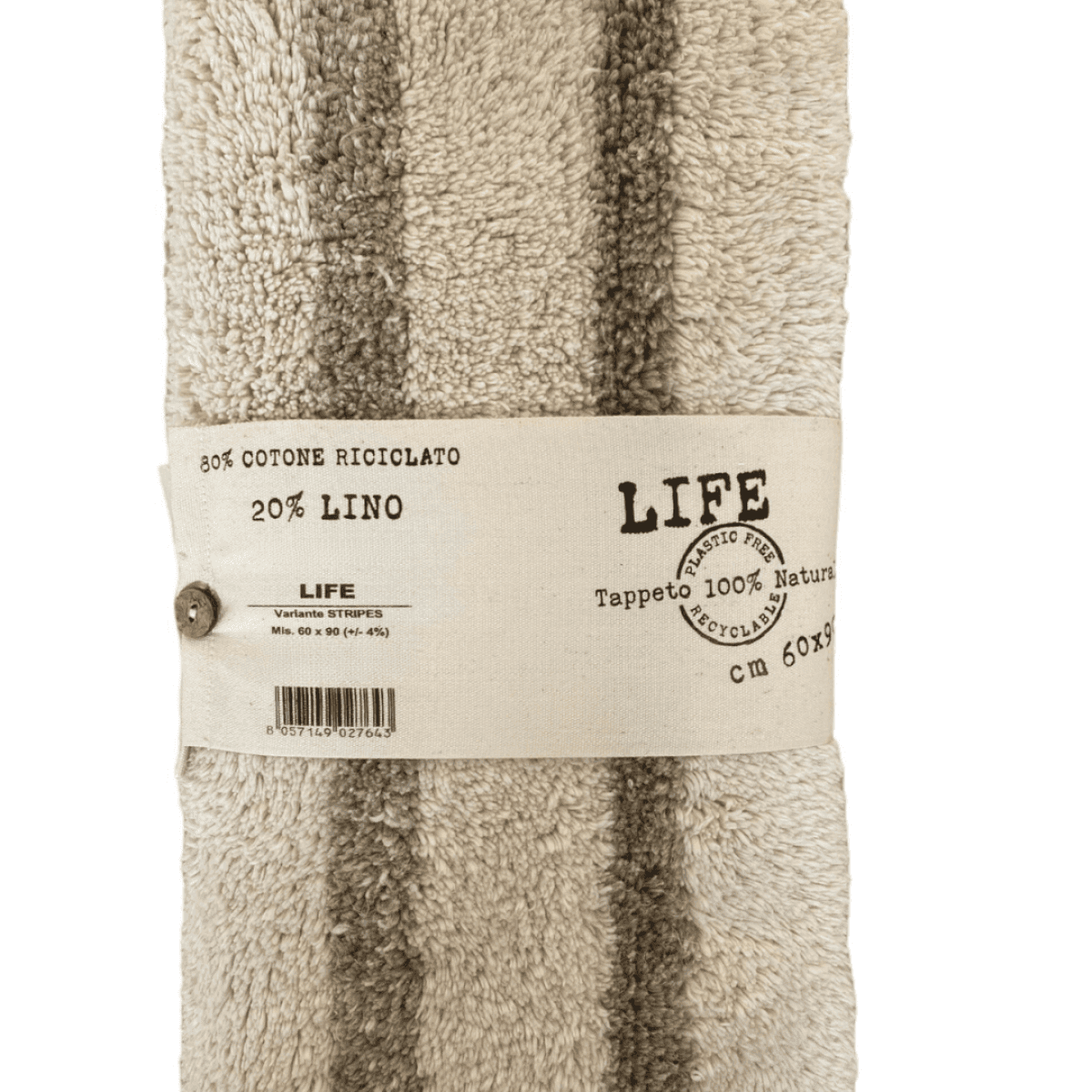 Immagine del prodotto Tappeto Bagno Life Stripes 80% Cotone Riciclato 20% Lino Naturale 60x90 cm | Pietro Zanetti Home