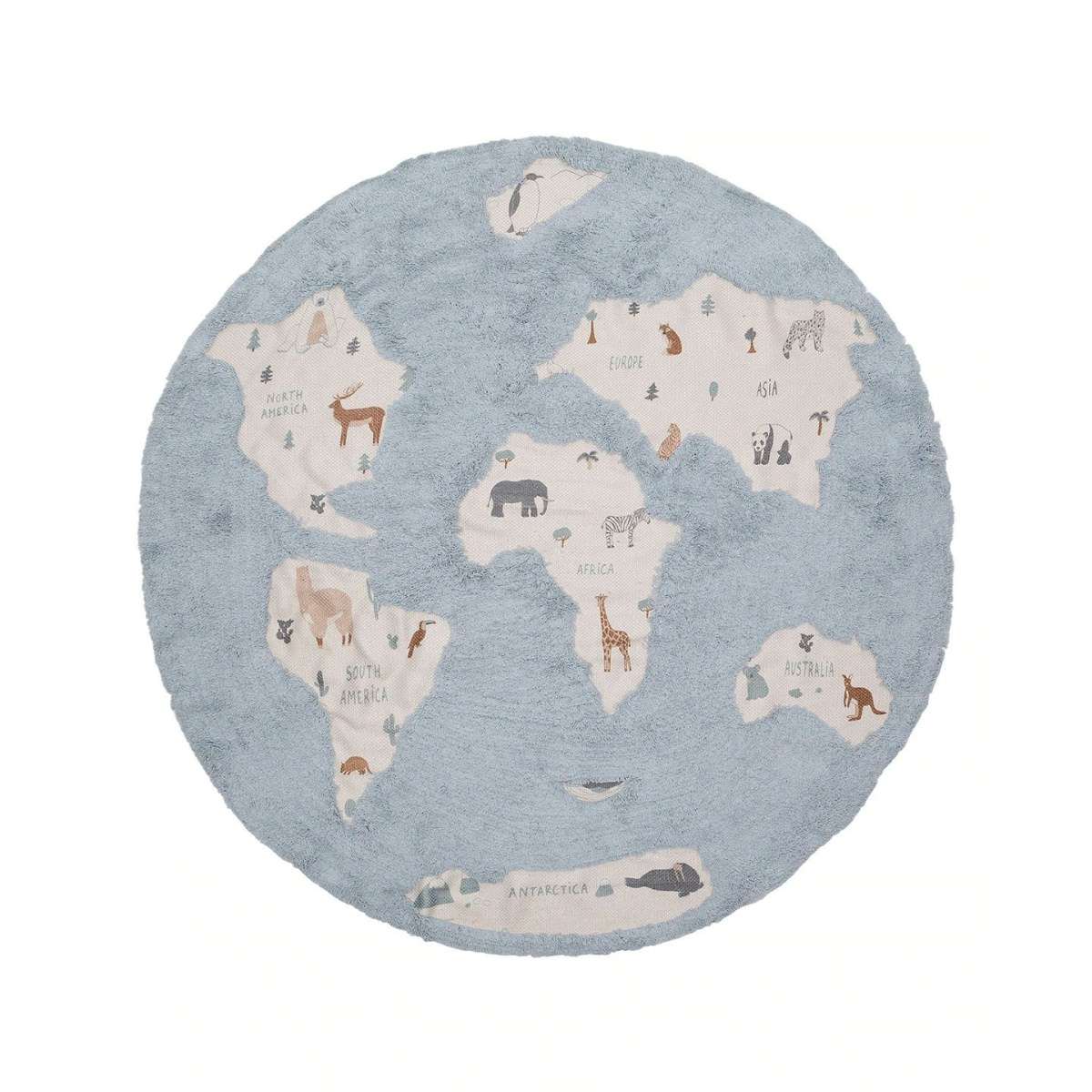 Immagine del prodotto Tappeto Rotondo per bambini Mappa del Mondo in cotone 140 ø  (2 Colori) | AFK Living
