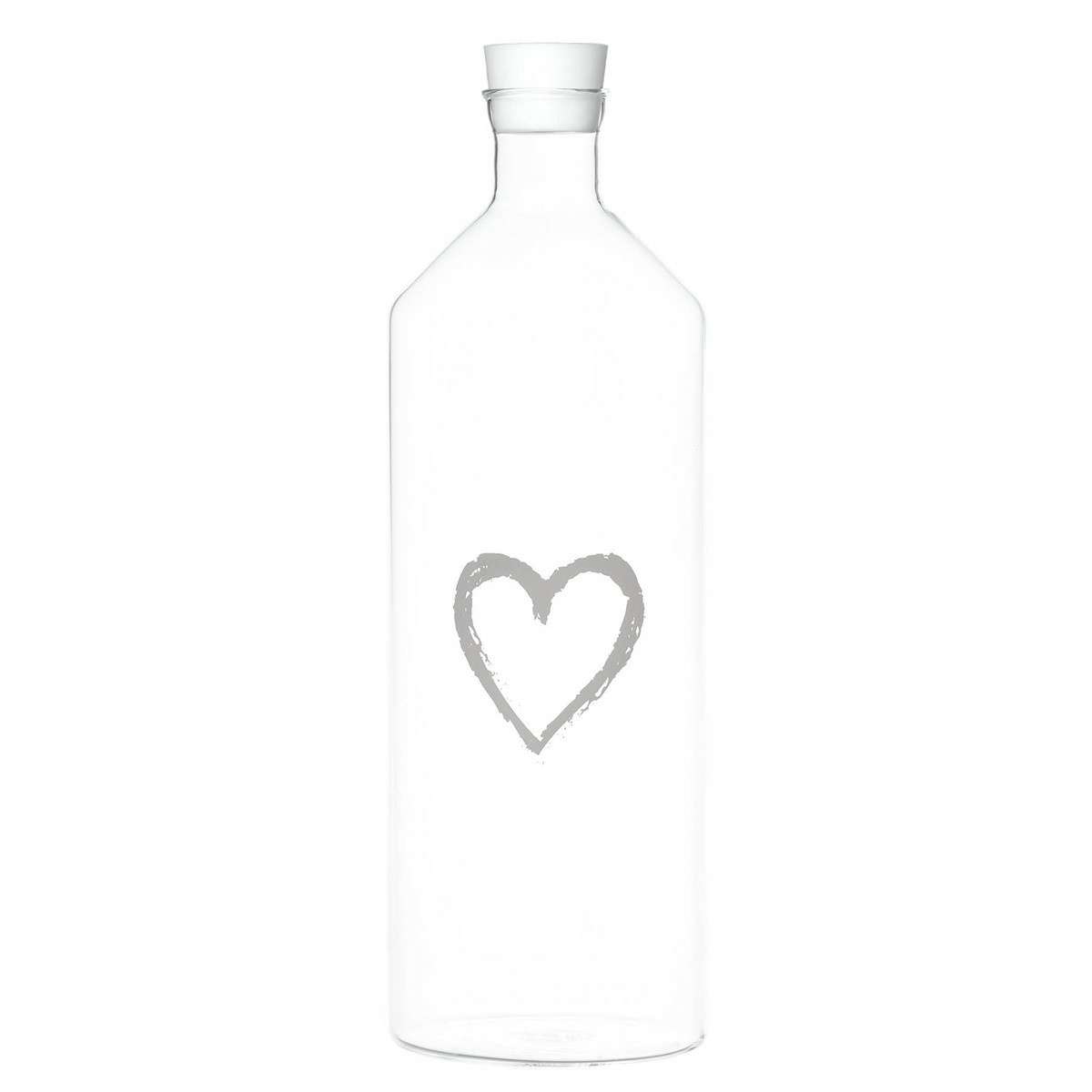 Immagine del prodotto Bottiglia n vetro Borosilicato Cuore Graffiti con tappo 1400 ml | Simple Day