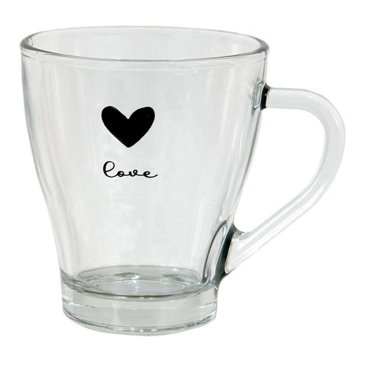 Immagine del prodotto Mug in Vetro Trasparente Love decoro Cuore Nero | Clayre & Eef