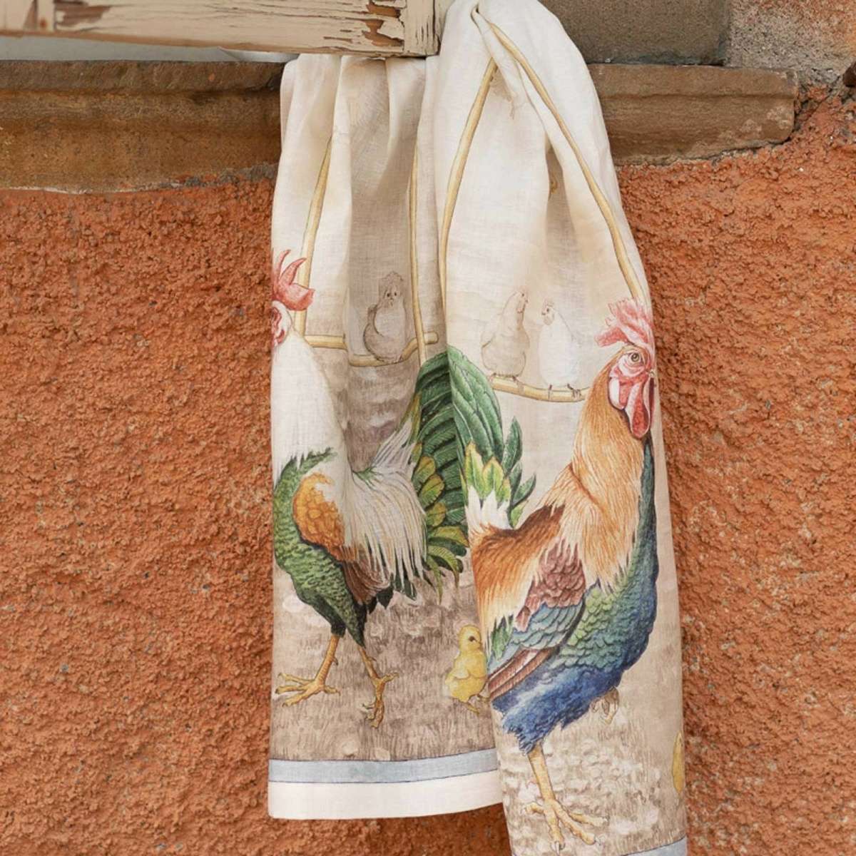 Immagine del prodotto Strofinaccio in Lino Roosters Marrone 50x70 cm | Tessitura Toscana Telerie