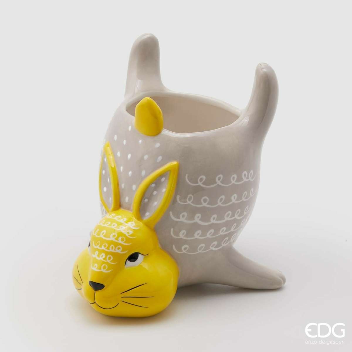 Immagine del prodotto Vaso Coniglio in Ceramica Giallo/Grigio h20xø19 cm | EDG Enzo De Gasperi