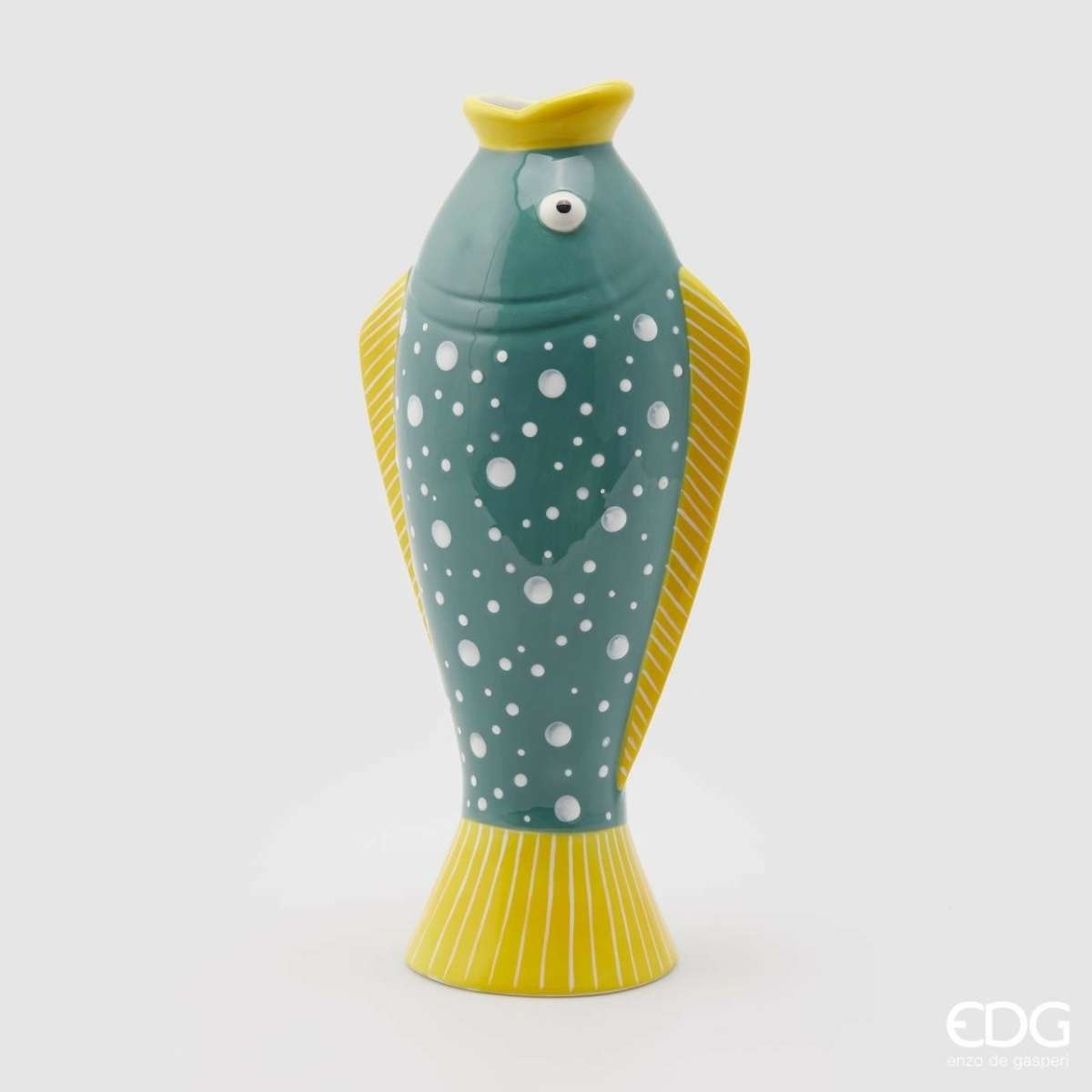 Immagine del prodotto Vaso Corpo Pesce in Ceramica Petrolio/Giallo | EDG Enzo De Gasperi