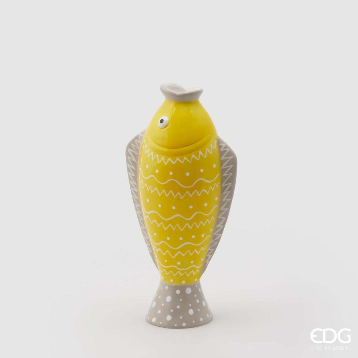 Immagine del prodotto Vaso Pesce in Ceramica Giallo/Grigio | EDG Enzo De Gasperi
