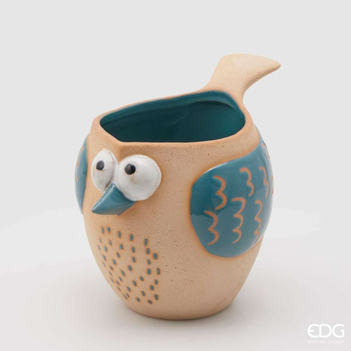 Immagine del prodotto Vaso Passero Grande in Ceramica Beige/Azzurro | EDG Enzo De Gasperi