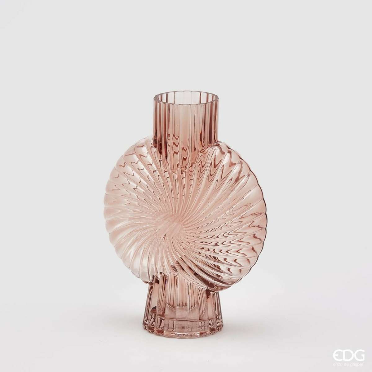 Immagine del prodotto Vaso Disco Raggi Rosa in Vetro Lucido | EDG Enzo De Gasperi