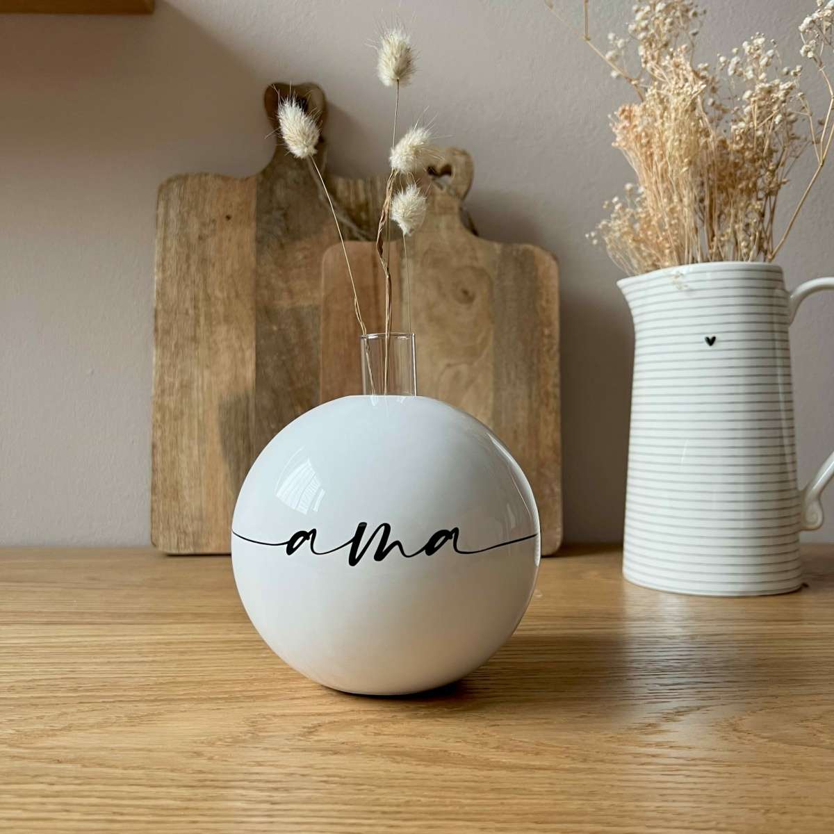 Immagine del prodotto Vaso in Ceramica con scritta Ama + provetta in vetro ø13 cm | Fiorditerra