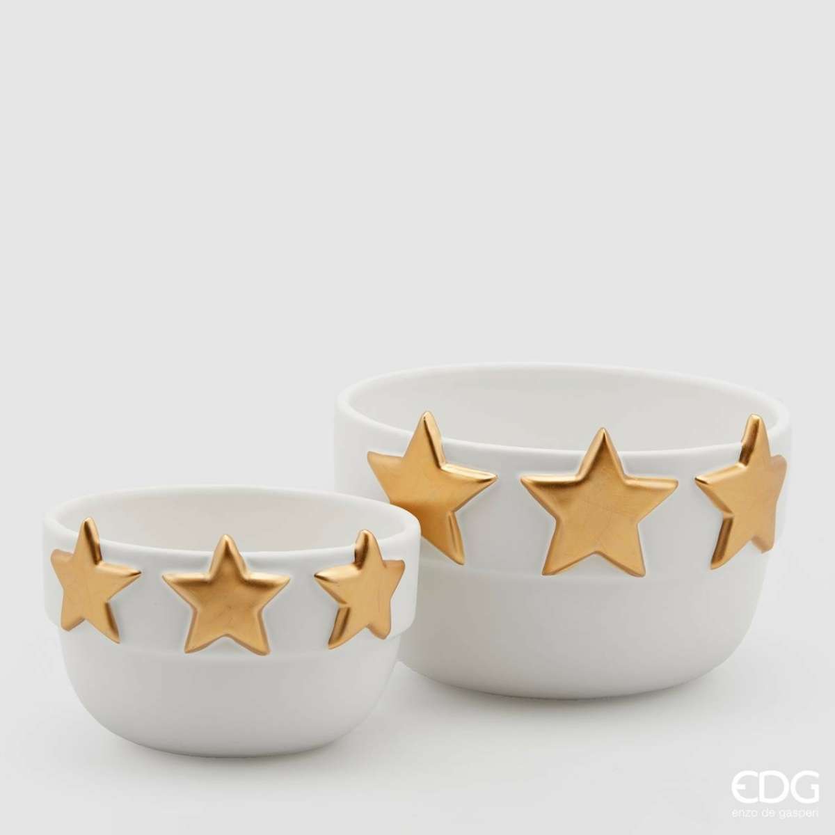 Immagine del prodotto Set 2 Vasi Stars Oro in Ceramica Bianca | EDG Enzo De Gasperi