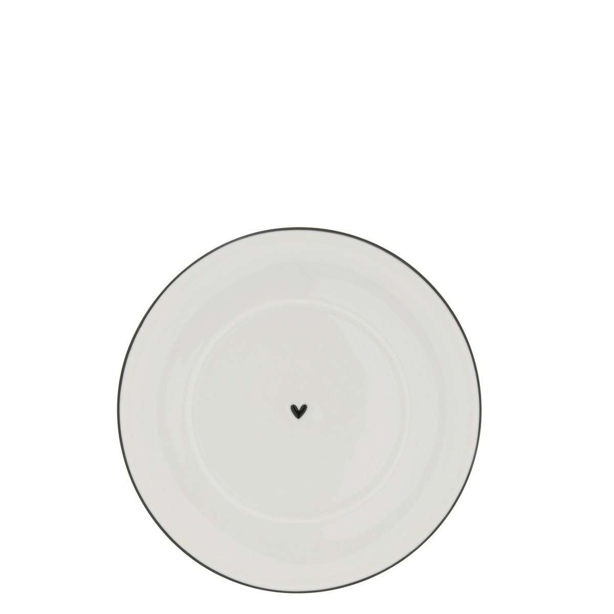 Immagine del prodotto Piatto Rotondo per Mug in ceramica con bordo nero e cuoricino 15ø | Bastion Collections