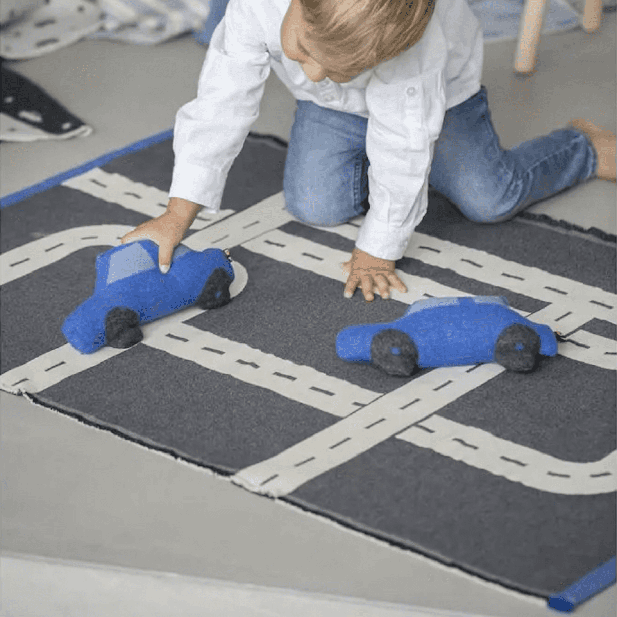 Tappeto per bambini Pista Macchinine in cotone riciclato 70x120 cm