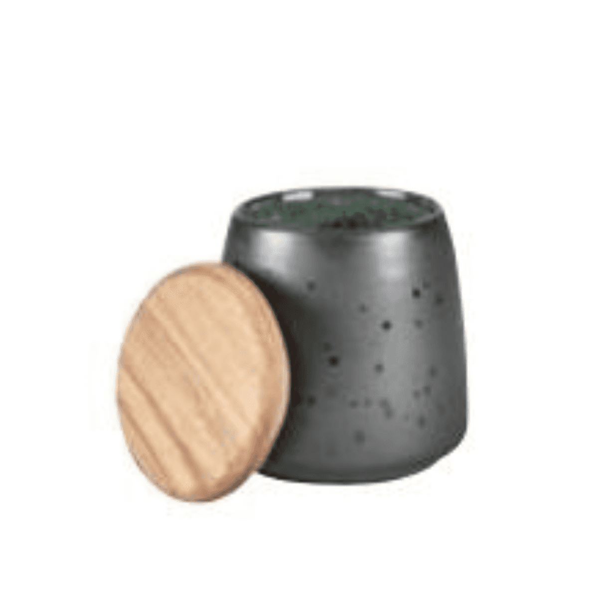 Immagine del prodotto Barattolo in Ceramica Scura Piccolo 
con interno verde e tappo in legno | Bitz