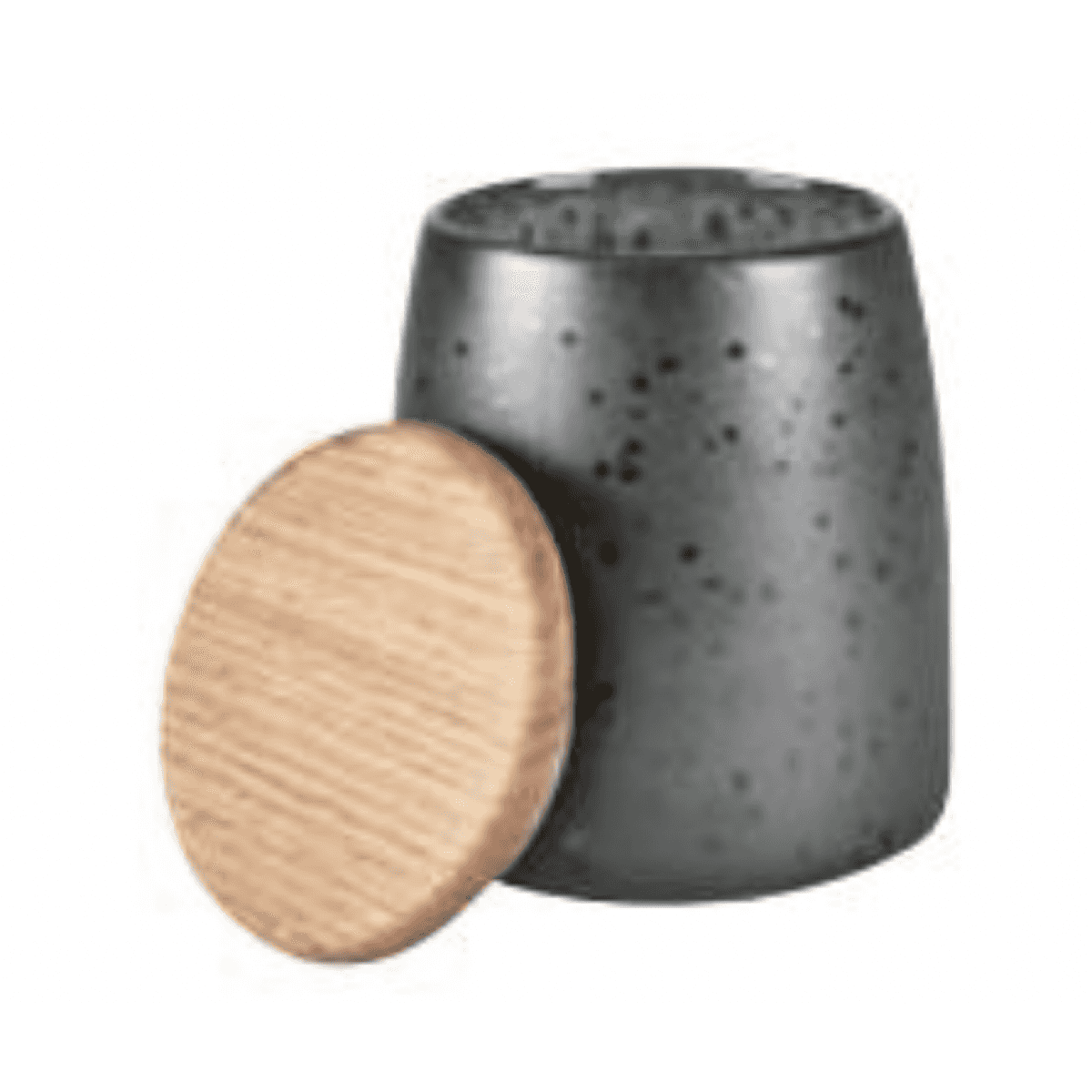 Immagine del prodotto Barattolo in Ceramica Scura grande
 con interno verde e tappo il legno | Bitz