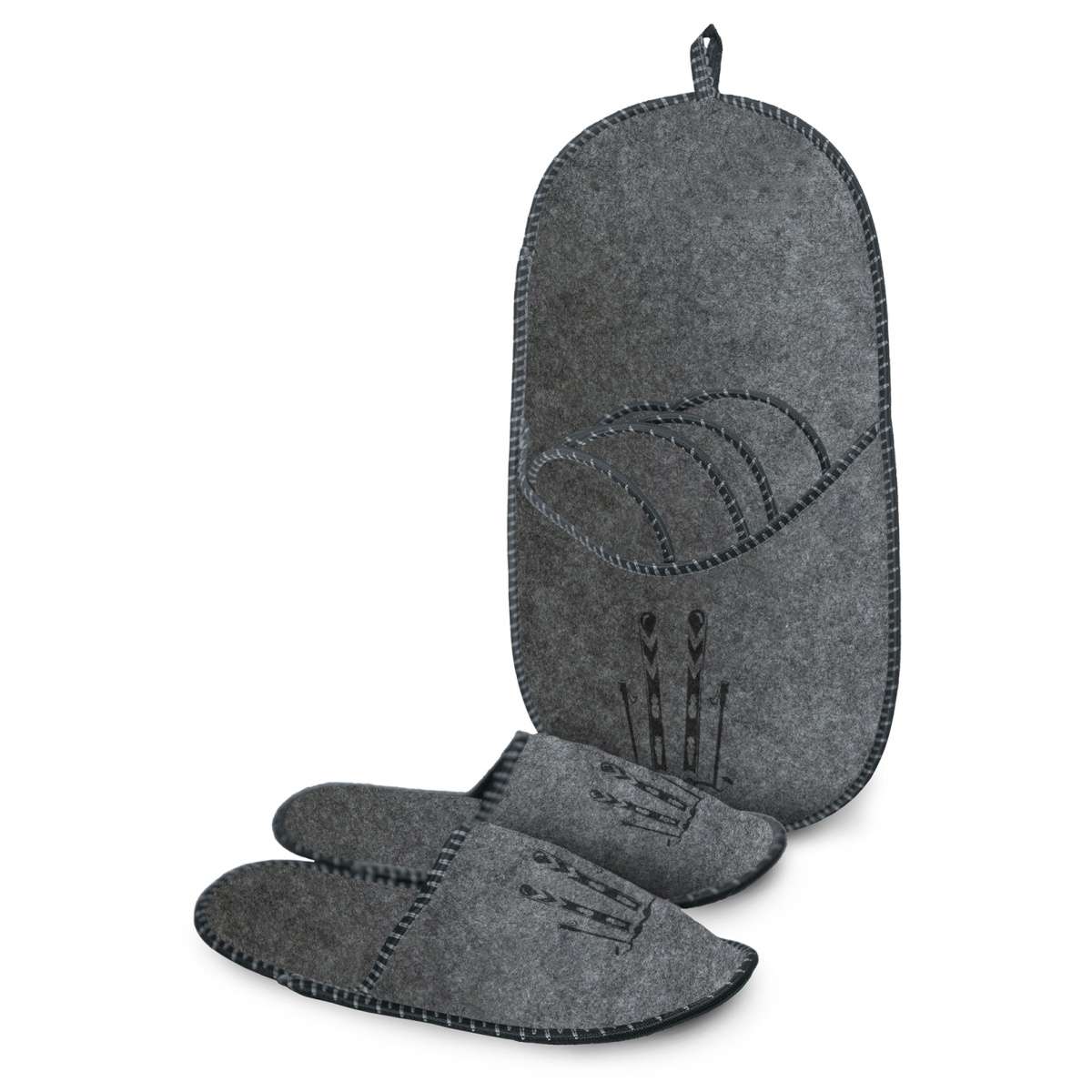 Immagine del prodotto Pantofole per Ospiti, set di 4 in feltro dis. Sciatore (2 Colori) | Daunex