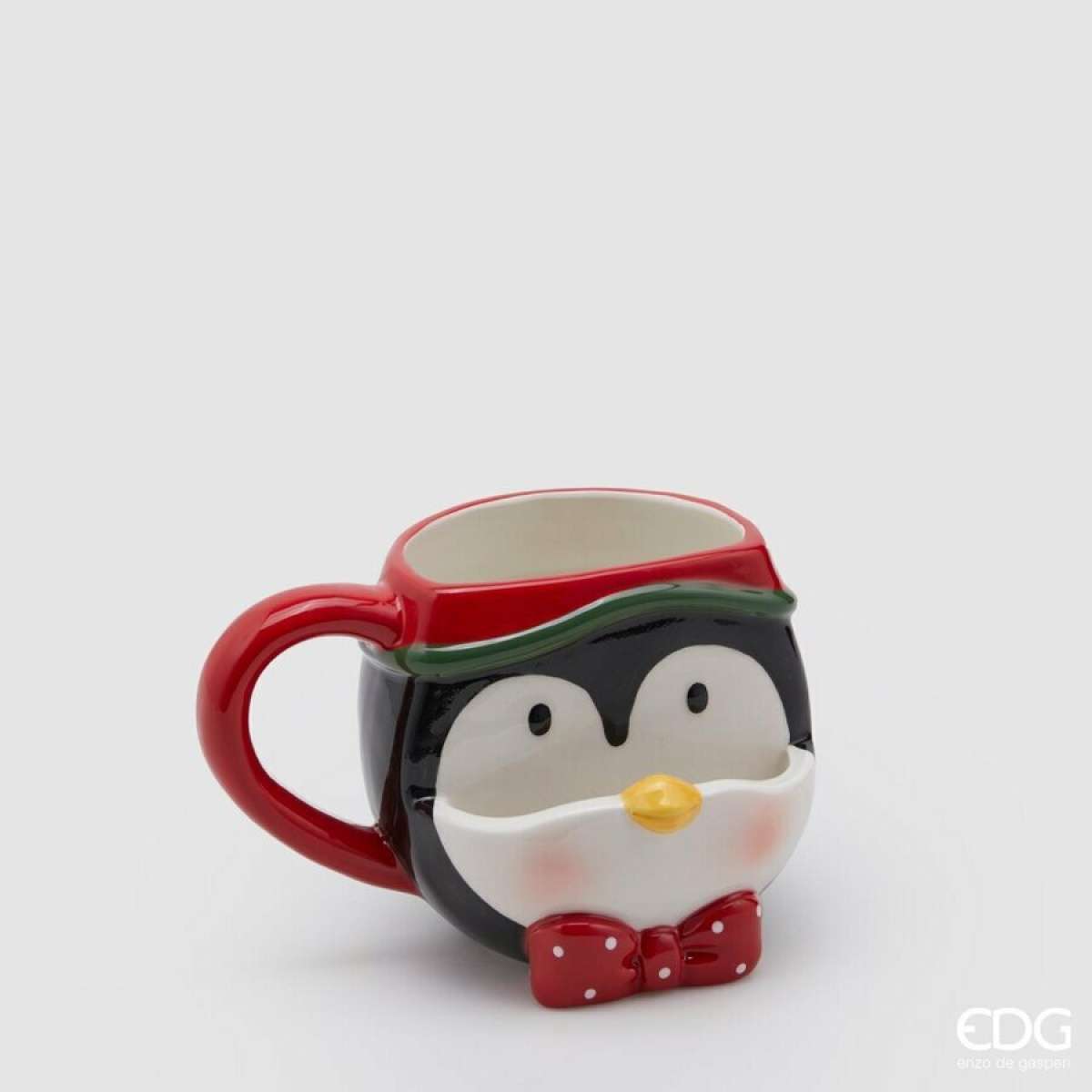 Immagine del prodotto Mug Pinguino Natale in ceramica con tasca x biscotti h10 cm | EDG Enzo De Gasperi