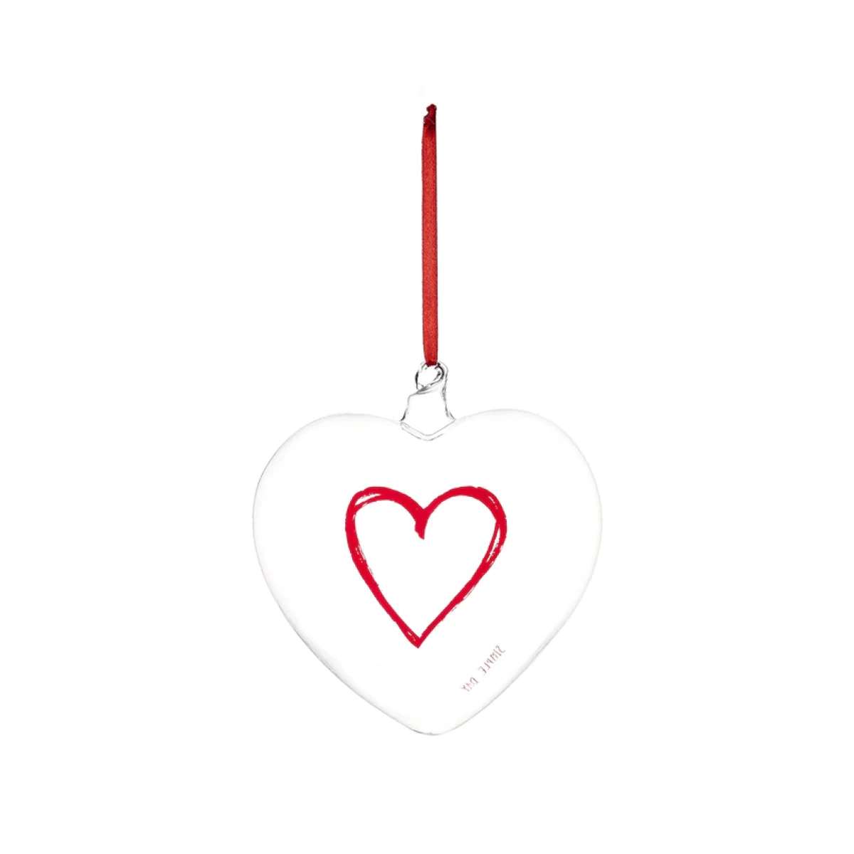 Immagine del prodotto Pallina in Vetro a forma di cuore decoro Cuore Rosso Graffiti ø 15 cm | Simple Day
