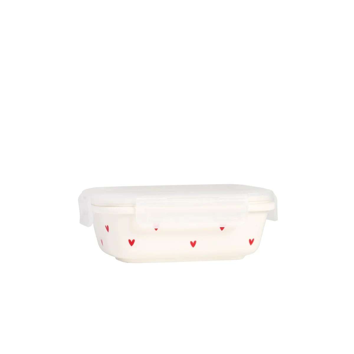 Immagine del prodotto Contenitore in ceramica bianca Cuori  con coperchio ermetico in PP (2 Misure) | Simple Day